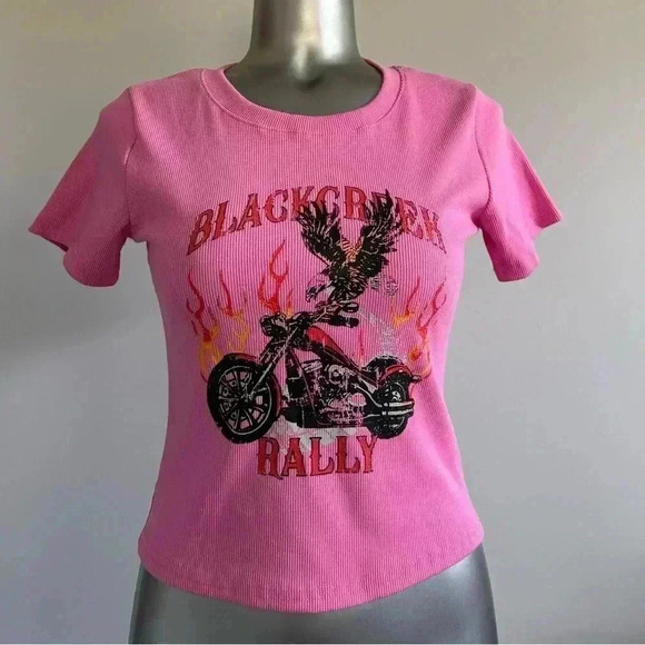 FREE 🆕Graphic Biker Crop T-Shirt - Picture 1 of 15